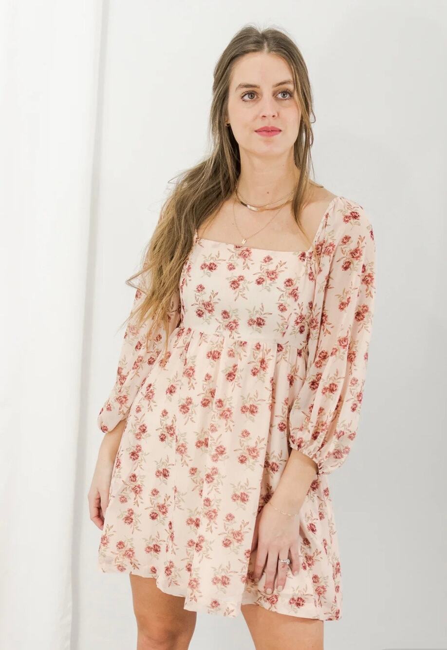 Saltwater Luxe Clementines Puff Sleeve Classic Babydoll Dress